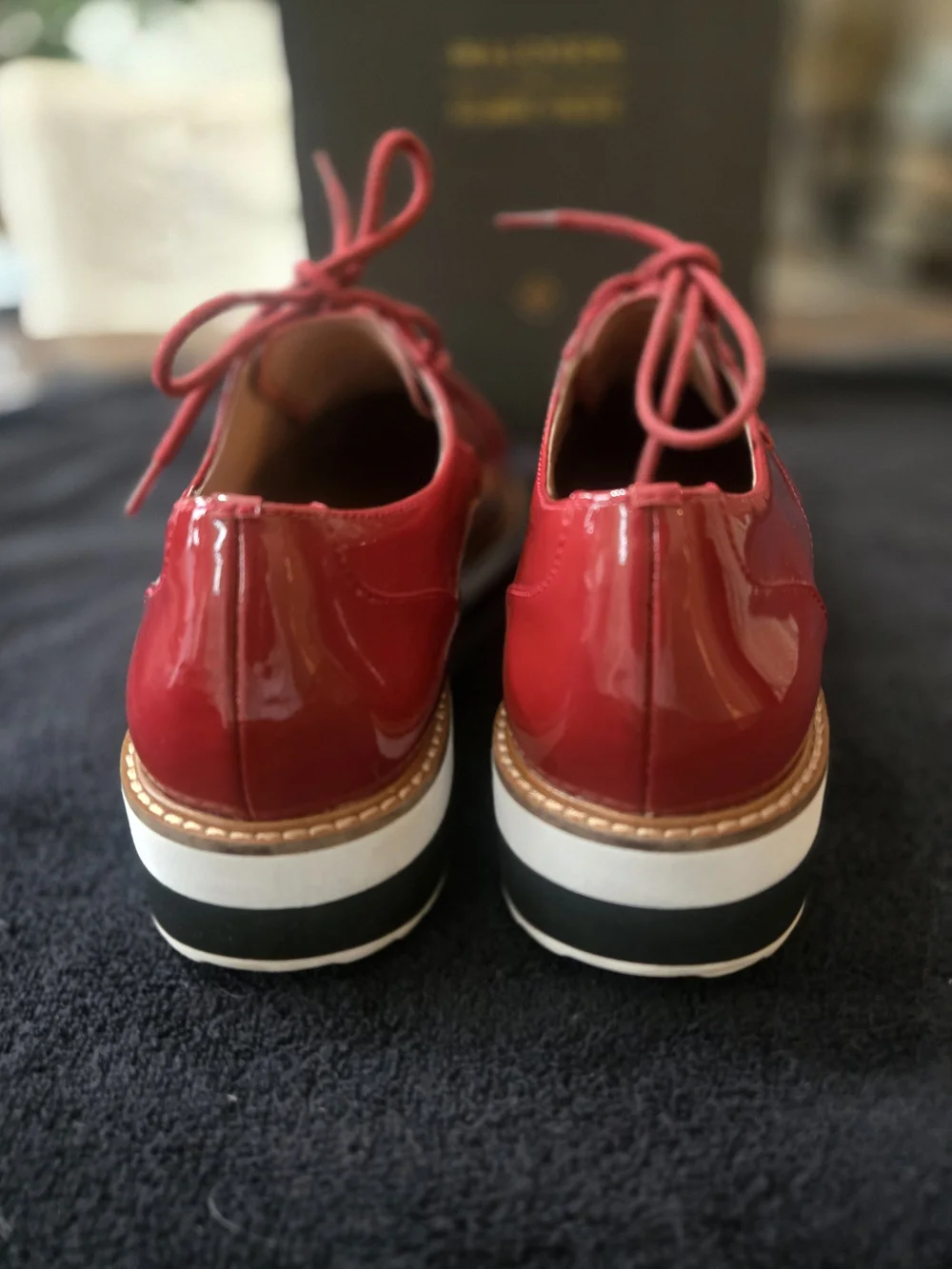 Halogen Women's Red Patent Leather Platform Brogue Shoes Size 11 EUC